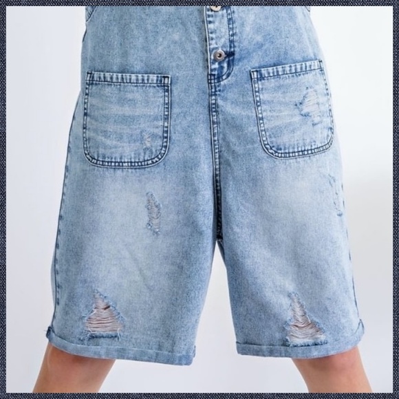 easel Jeans Easel Moment To Remember Denim Short Overalls Poshmark
